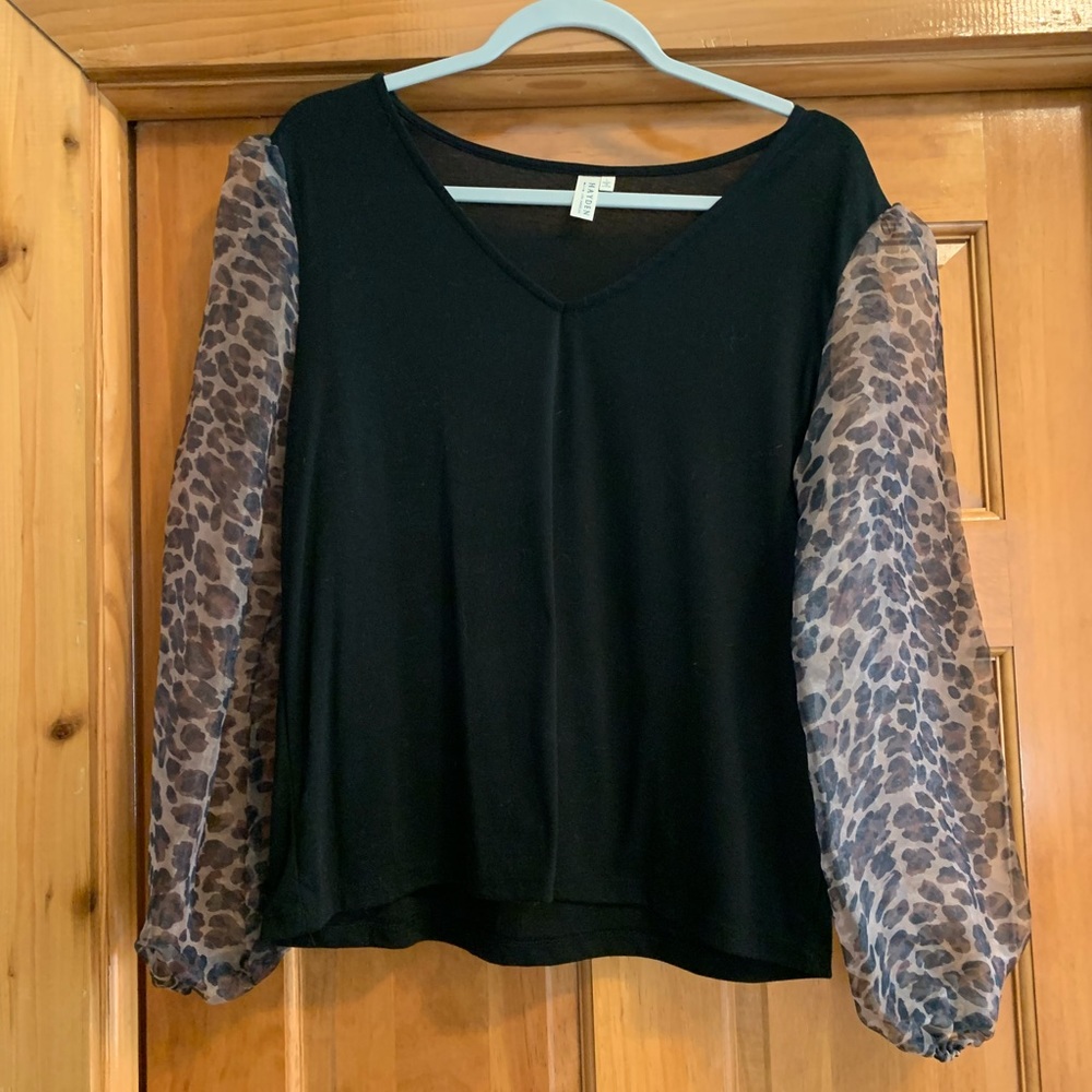 Cheetah print bell sleeve top